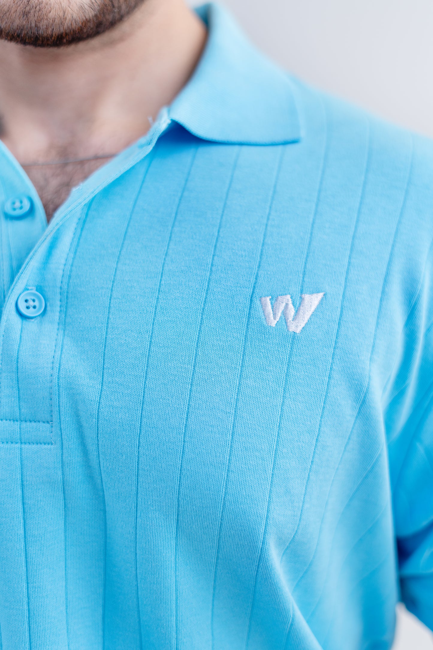 sky blue drop needle polo